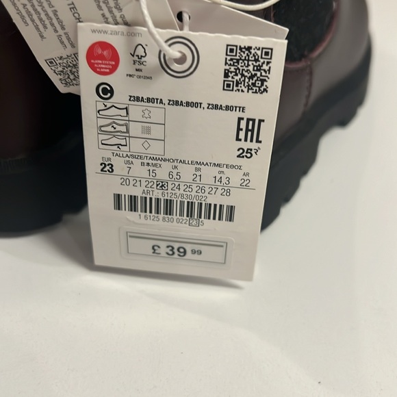 Zara NWT kids brown zip up boots Size 7 - Picture 5 of 5